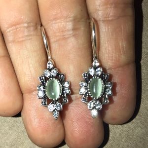 Teal Diamond Drop Earrings